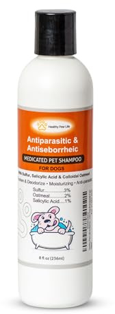 Healthy Paw Life Antiparasitic & Antiseborrheic Dog Shampoo (8 FL oz) | Schwefel- und Salicylsäure-Formel für Hautreizungen, Oberflächenrötungen und starke Gerüche, für Hunde und Katzen