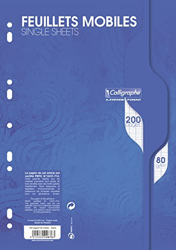 Calligraphe 2676C - Packung mit 100 Blatt Ringbucheinlagen Calligraphe, DIN A4 21x29,7 cm, französische Lineatur, 80g, gelocht, Weiß, 1 Pack