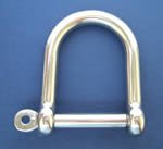 Stainless Steel wide Jaw D Shackle with Screw Collar Pin - 6mm