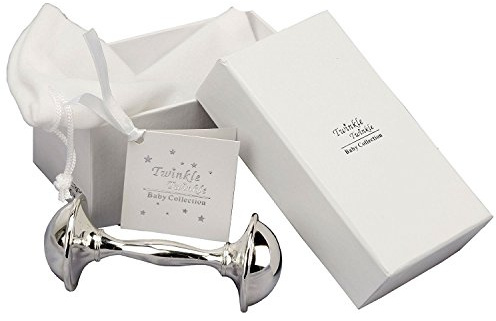 Twinkle Twinkle Decorative Silver Plated Baby's Rattle by Widdop Bingham
