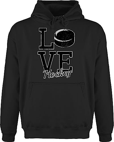Shirtracer Hoodie Herren Pullover Männer - Eishockey - Love Hockey - L - Schwarz - Pulli Icehockey Geschenk Liebe Hoddies/pullies Eishockey-Fanartikel jh001 Spieler Hoodies/pullis Baby