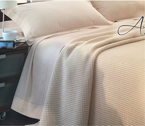 ITALYSWEETHOME Coperta Estiva Pura Lana Vergine Matrimoniale Nido d'Ape Made in Italy