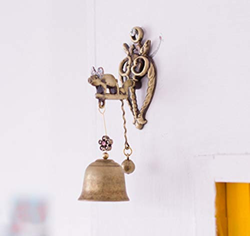 Vintage Antique Style Shopkeepers Door Bell Store Entry Door Chime Animal Figure Decorative Doorbell (Pig, Brass (Matt Gold))