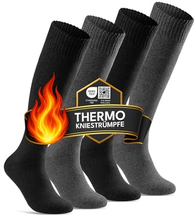 sockenkauf24 4 Paar Herren THERMO Kniestrümpfe Winter Innenfrottee Vollfrottee extra warm