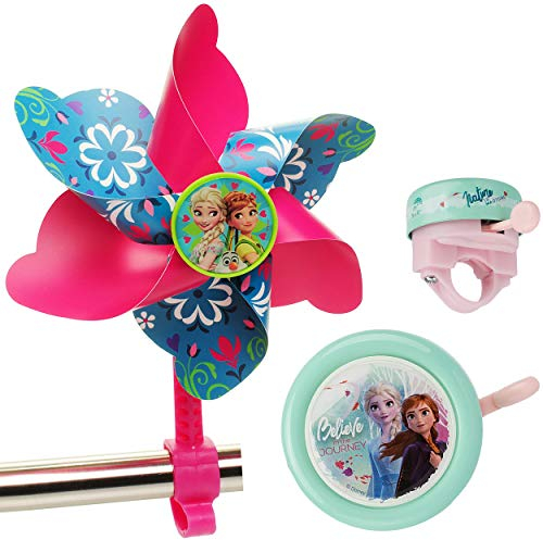 alles-meine.de GmbH 2 TLG. Set: Fahrradklingel + Windrad - die Eiskönigin - Frozen - UNIVERSAL Ding Dong - 2 Klang - stabiles Metall - Klingel für das Fahrrad/Jungen Mädchen - ..