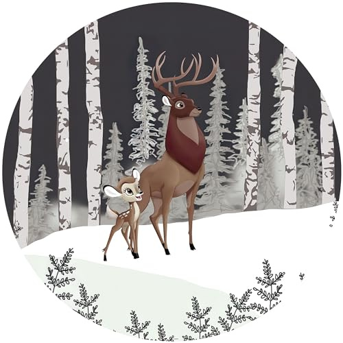 Komar Disney DOT runde und selbstklebende Vlies Fototapete von Disney - Bambi Great Prince - Ø Durchmesser 125 cm - Hirsch, Babyzimmer, Babytapete, Kinderzimmer, Wandtattoo - DD1-014