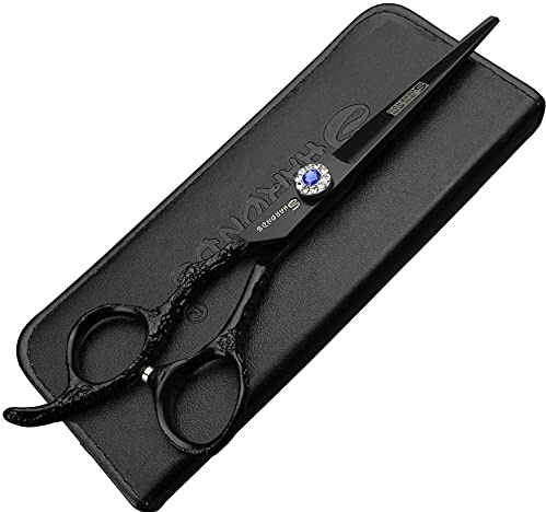 15,2 cm linke Hand Haarschneideschere Japan 440C Stahl Salon Professionelle Friseurschere – für Linkshänder oder Frauenhänder (schwarz)