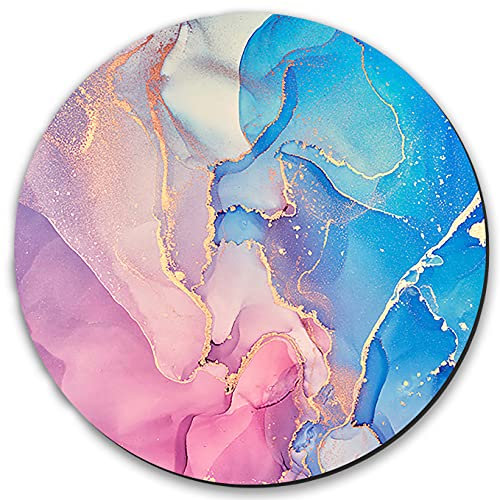 Mouse Pad, Blue Pink Marble Mouse Pads Round Mousepads for Computers Office Laptop PC Wireless Mouse Women Men Desk Accessories with Non-Slip Rubber Design Keyboard Mat 7.9x7.9x0.12 Inch