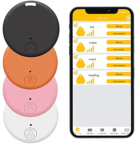 4pcs Localisateurs D’Article Wireless, Key Finder Anti-Perte Téléphone Chercheur Alarme Trouve-clés,Localisateur et Traqueur Sonore pour Retrouver Clés，Compatible avec iOS et Android