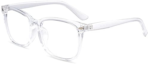 EYLRIM Stilvolle Brille ohne Sehstärke quadratischer Rahmen für Männer und Frauen, klare Gläser, A4 transparent, Medium