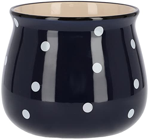 KOTARBAU® Maceta de cerámica 125 mm, Maceta de lunares blancos, Maceta azul, Maceta redonda de ceramica esmaltada, Macetero decorativo, Forma de un tazón, Maceta andaluza, Tiesto para flores y plantas