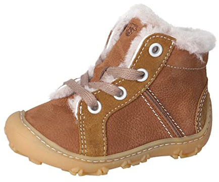 RICOSTA Jungen Stiefel ELIA, Baby und Kleinkinder Lauflernschuhe, Weite: Weit, terracare,Barfuß-Schuh, wasserdicht, schnürstiefel, Curry (260), 22 EU