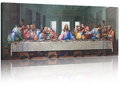 FajerminArt Grande Stampa su Tela Con Cornice Ultima Cena Quadri Moderni Immagine pittura su tela soggiorno camera da letto Cucina Ufficio ristorante Decorazione Murale 120x50cm