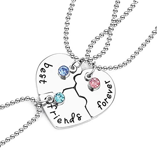 LENTQIUTT- 3 BFF Halsketten Freundschaftsketten Geburtstagsgeschenk für beste Mädchen für immer Anhänger Halskette Geschenk