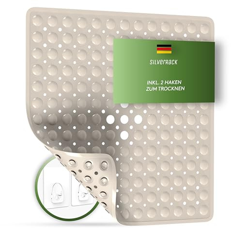 SilverRack Badewannenmatte, 53 x 53 cm (Beige), rutschfest, BPA-frei, für Kinder und Babys, schimmelresistent und maschinenwaschbar, rutschfeste Badematte