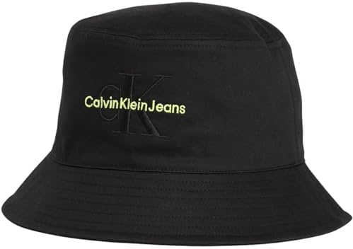 Calvin Klein Jeans Cappello da Pescatore Donna Monogram Bucket Hat, Nero (Black/Sharp Green), Taglia Unica