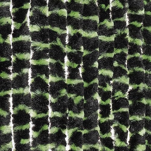 Moritz Cortina de felpilla de felpilla, 90 x 220 cm, verde y negro, a rayas, cortina para puerta, como protección contra insectos, para camping, caravanas