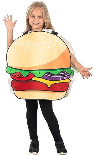 Funidelia Costume da hamburger per bambina e bambino, Taglia 7-12 anni Cibo, Burger - Vestito per bambini per feste, Carnevale e Halloween