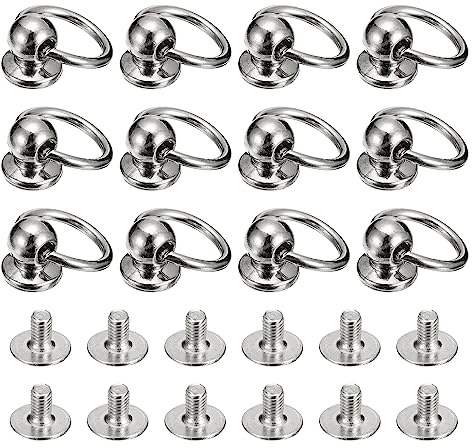 QUARKZMAN 12 Paquete 6x8mm Bola Cabeza Perno Remaches Plateado Tono | Tornillo Espalda con Junta Tórica, Botón Pezón Remache, para Bricolaje Cuero Artesanía