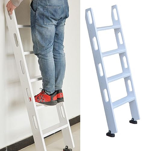YANBI Household Wooden Bunk Ladders with Handrail, Heavy Duty White Dorm Bed Ladder Loft Climb Ladder, Space-Saving Bedroom 3/4/5 Step Ladder (Size : 4 Step 125 cm (49 1/4))