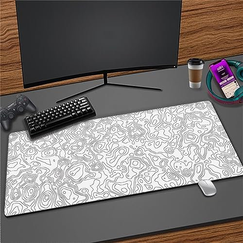 1200x600mm Alfombrilla de Ratón Grande XL Alfombrilla de Ratón Gaming Curva Blanca con Base Goma Antideslizante Alfombrilla Gaming para PC Ratón Teclado