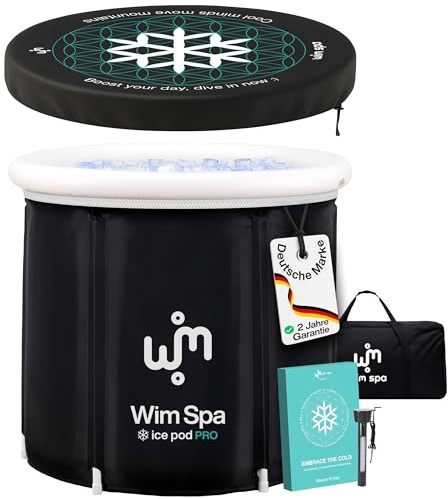 Wim Spa [Das Original seit 2015] Ice Pod (80 cm Ø x 80 cm) XL - Faltbares isoliertes Eisbad/Eisfass für Cold Plunge Kältetherapie, tragbare Badewanne inkl. Regencover, Thermometer, eBook UVM.