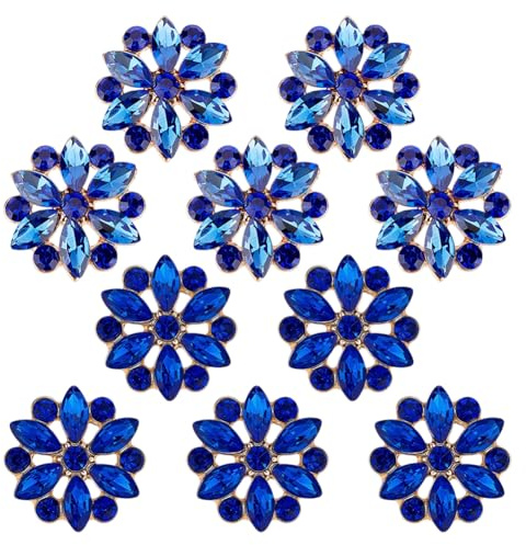 FINGERINSPIRE 10 Stück Strass Ösenknöpfe Blumenmuster Strass Knöpfe Legierung Knöpfe Zum Nähen Alice Blaue Schmuckknöpfe Für DIY Handwerk Kleidung Stoff Dekor