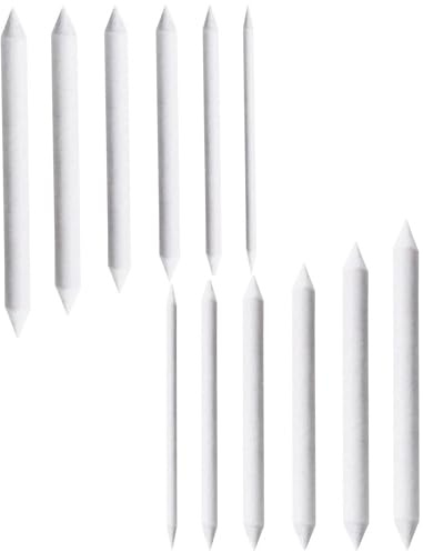 12 Stücke Papierwischer Bleistife, Doppelköpfe Papier Stift Weiß Art Papier Stümpfe für Zeichnen DIY,Art Papier Mischstümpfe Und Tortillions Set Mixer Student Skizze Zeichenwerkzeuge, 4/6/9/10/12/13mm