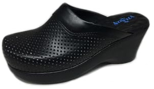 Terlik Sabo Suela de Cuña ST066 Zuecos de Cuero Pantuflas Zapatos Sabot, Mujer, Negro, EU 39
