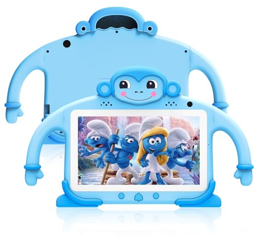 Tablette pour Enfants 7 Pouces Android Tablet PC Tactile Tablette Enfant avec WiFi Double Caméra écran IPS HD Bluetooth, Logiciel Enfant Pré-Installé Quad Core 32Go ROM Kids Tablet Educative (Bleu)