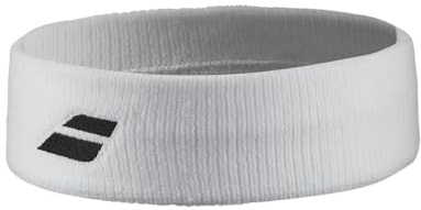 Babolat - Bandeau de Sport Modèle Unisexe, Taille Unique, Couleur Blanc, Matière Élastique, Léger et Confortable, Absorption Optimale, Maintien Parfait des Cheveux