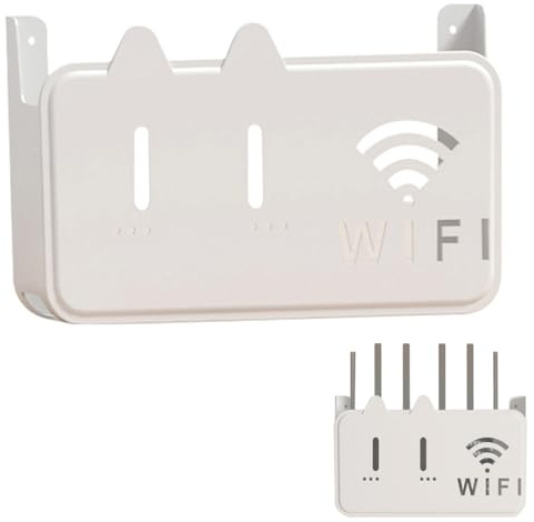 PUIOTEAI Router Shelf, Wifi Router Storage Box, Box Shelves for Wall, Wall-Mounted Wifi Storage Box for Storage of Wires, Routers, TV Set-Top Boxes, Remote Control, etc.(Color:White)