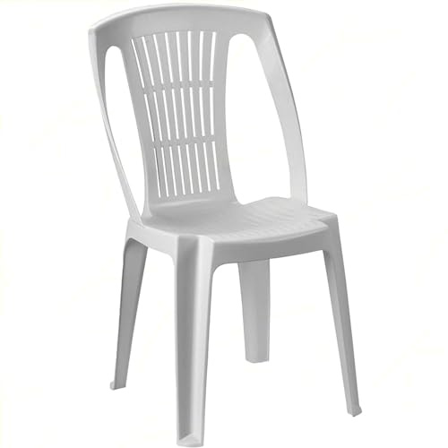 Sicignano | Chaise étoile en polypropylène blanc, monobloc empilable, finition mate, 48 x 53 x 86 cm - mobilier intérieur extérieur jardin balcon terrasse Made in Italy