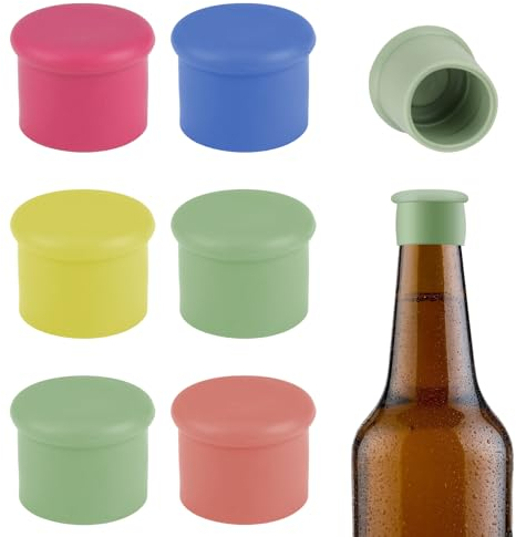 Set di 6 Tappi di Silicone per Bottiglie di Vetro, Tappi Bottiglie Vino, Tappi per Bottiglie di Vetro, Senza BPA, Lavabili e Riutilizzabili, Multifunzione per Vino, Birra (5 Colori)