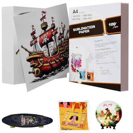SCULPFUN Carta a sublimazione A4, 210 x 297 mm, 100 fogli, 100 g/m², per cotone, t-shirt, tazze, vetro, pellicola sublimatica compatibile con tutte le stampanti a sublimazione