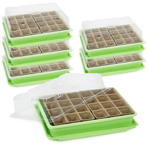 com-four® 6X Zimmergewächshaus zum Anzüchten von Pflanzen, Anzuchtset für 144 Pflanzen, Pflanzkasten für die Wohnung, 27 x 19 x 11 cm (6 Stück - Zimmergewächshaus)