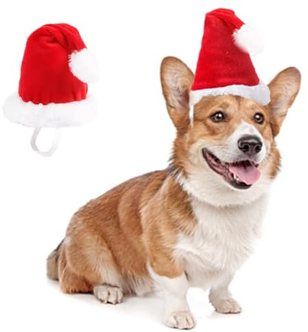 ANIAC Verstellbare 3D-Weihnachtsmütze für kleine Hunde und Katzen, Urlaubs-Haustierzubehör, Dekoration, Welpe, Weihnachtsanzug, Hunde-Weihnachtskostüm, Stirnband, Katzen-Weihnachtsmannmütze (rote
