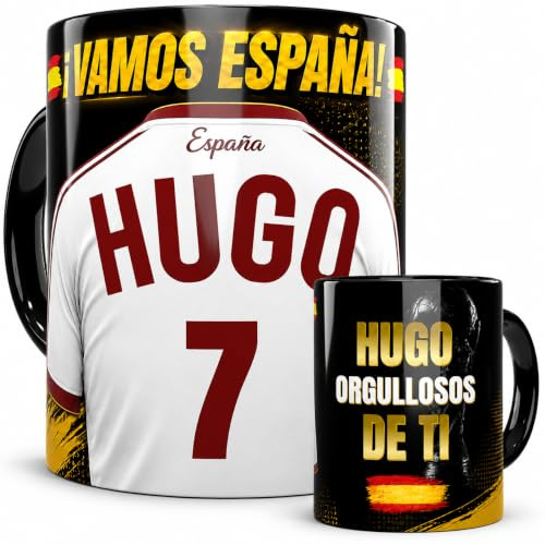 Taza Personalizada España Fútbol con Nombre, Número y Dedicatoria Regalo Original Aficionado Selección Española Taza Cerámica Personalizable Mundial, Eurocopa, Cumpleaños Niño o Adulto