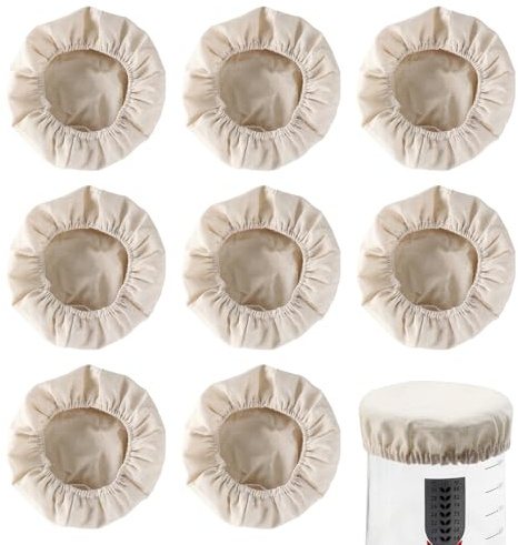 SYEYCW 8 Pcs Dough Proofing Cover, Bowl Covers for Bread Proofing, Sourdough Bread Starter Jar Cloth Covers, Reusable Yeast Bread Baking Elastics Bowl Covers, Fit 3-4Inches Diameter Fermenters