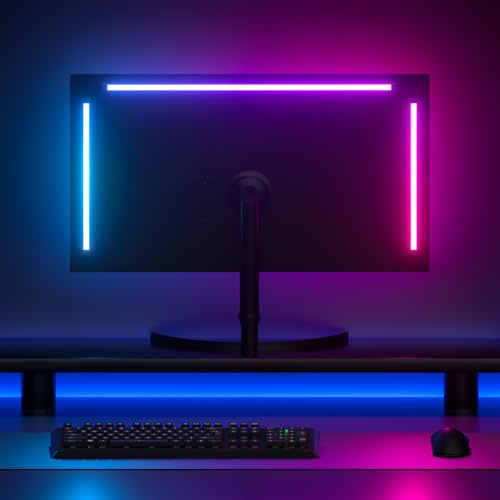 Lumtang Retroilluminazione per monitor PC da 24 pollici, striscia luminosa a LED RGBIC sincronizzata con il colore dello schermo e la musica per giochi, film, ecc., facile da usare senza fotocamera