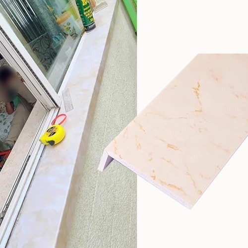 Window Sill Cover Widening Windowsill Ledge Protector Light Yellow, Marble Texture Window Sill Capping Plate for Office, Acrylic Windowsill Cover for Wood Frames(180x40cm (70 7/8X15 3/4))