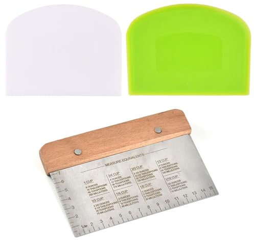 Kzouenzu Raschietto Per Pasta [3 Pezzi], Acciaio Inossidabile E Raschietto In Plastica, Taglierina Per Pasta, Per Torte, Pizza, Pane E Cucina
