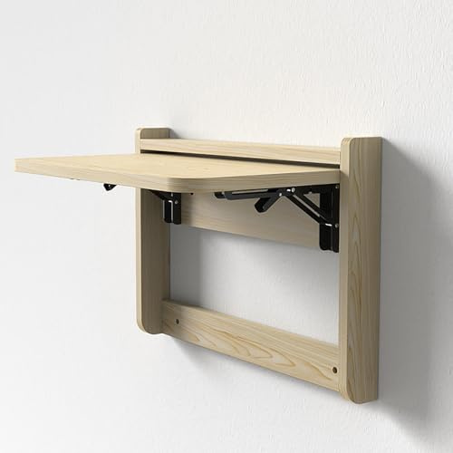 Mensola da parete pieghevole in legno massello，piccolo spazio scrivania pieghevole a muro，Piccolo tavolo da pranzo pieghevole，forte capacità portante, facile da installare,camere da letto,cucine(Beige