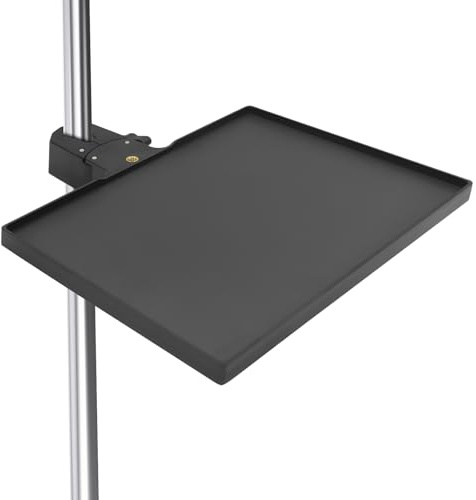 Mic Stand Tray Adjustable Clamp-On Microphone Stand With Phone Holder - Heavy-Duty Utility Rack Tray For Live Streaming Studio, Karaoke Stage, Music Sheet & Podcast Recording (2 phone holder)