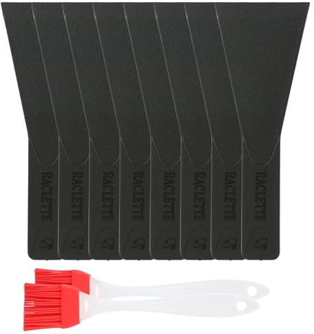 8 PCS Espátulas para Raclette de Nylon, Rascadores y Deslizadores para Queso, Pala de Cocción, Utensilios de Cocina para Sartenes Antiadherentes, Parrillas y Tablas Gourmet(Con 2 Cepillo)