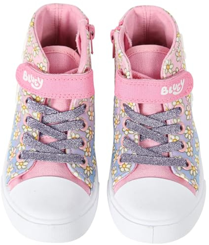 Bluey Kids Girls High Top Trainers Canvas Shoes with Touch Fastening Strap 29147 Canvas Hi Top 8 UK CH Pink