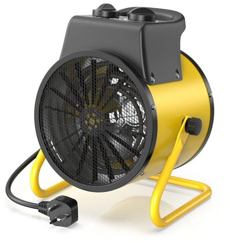 DAHTEC 2000W Electric Space Fan Heater - ECO Energy Efficient - Portable Heaters - Adjustable Angle & Overheat Protection - Ideal for Construction Site, Garage, Greenhouse