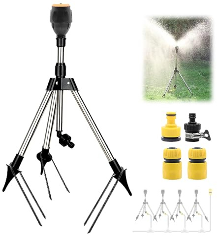 BAUSATZ Tripod Sprinkler, Garden Sprinklers for Lawns, Garden Sprinkler, Lawn Sprinkler, Grass Sprinkler, Water Sprinkler for Garden, Oscillating Sprinkler, 360 Rotating Sprinkler (1/2 inch connector)