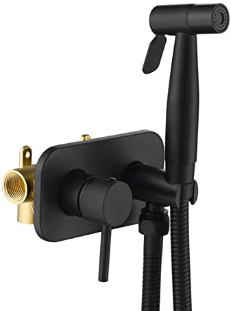 GKJHTED Bidet Sprayer for Toilet, Brass Hot And Cold Water Bidet Sprayer Bathroom Jet Sprayer Kit for Bathing Pets Wall Mounted Bidet Faucet,Brushed