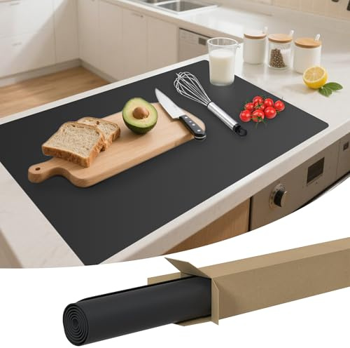 SOSMAR Extra Groß Silikonmatte 90 x 60cm, Extra Dicke 2mm Arbeitsunterlage, Malunterlage, Bastelunterlage, Hitzebeständig & Rutschfest Silikon Unterlage für Küche, Basteln und Werkbank (Schwarz)